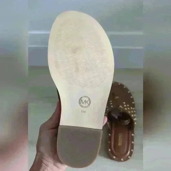 MICHAEL KORS | Women's Brown/Gold Jagger Studded Leather Ankle Wrap San… - Picture 6 of 6